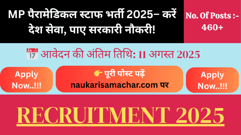 MP Paramedical Combined Recruitment Test 2025 MP Paramedical Combined Recruitment Test 2025