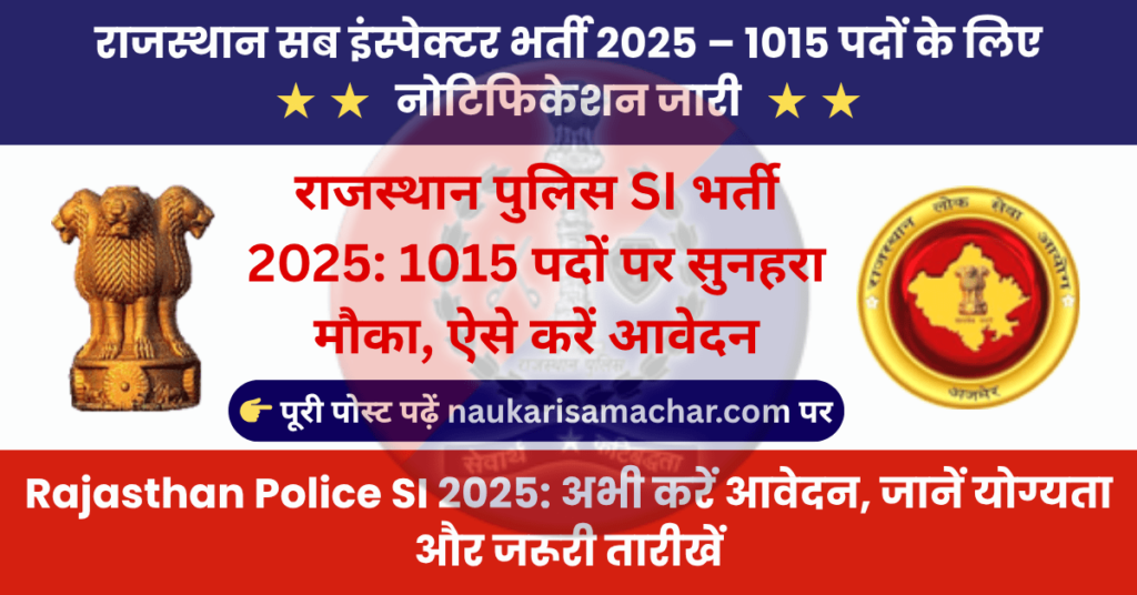 Rajasthan Police SI Recruitment 2025